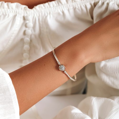 Pillangós Köves S925 Ezüst Charm Karkötő 19 cm