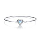 S925 ezüst merev bangle karkötő opálfényű szív csattal és Forever Love gravírozással