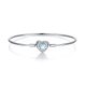 S925 ezüst merev bangle karkötő opálfényű szív csattal és Forever Love gravírozással