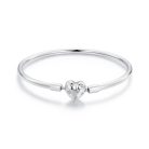 Csillagmintás Szívmedálos S925 Ezüst Charm Karkötő 17 cm