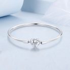 Csillagmintás Szívmedálos S925 Ezüst Charm Karkötő 17 cm