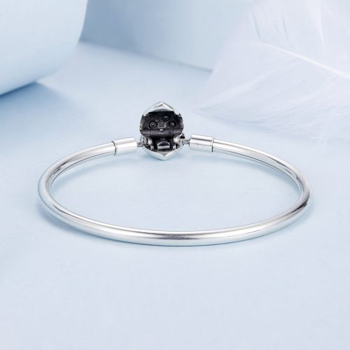 Csillagmintás Szívmedálos S925 Ezüst Charm Karkötő 17 cm