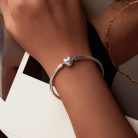 Csillagmintás Szívmedálos S925 Ezüst Charm Karkötő 17 cm