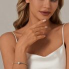 Csillagmintás Szívmedálos S925 Ezüst Charm Karkötő 17 cm