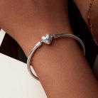 Csillagmintás Szívmedálos S925 Ezüst Charm Karkötő 17 cm