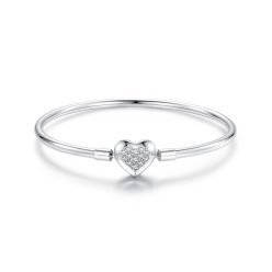 Szívköves S925 Ezüst Charm Karkötő Charm 19 cm