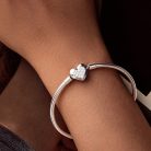 Szívköves S925 Ezüst Charm Karkötő Charm 19 cm