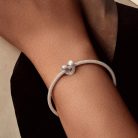 minimalista bordázott szív ezüst charm pandora kompatibilis