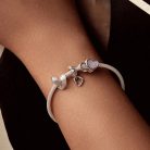 modern bordázott szív ezüst charm fényes felülettel pandora kompatibilis