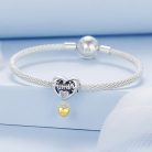 ezüst szív alakú charm family felirattal és apró kő díszítéssel pandora kompatibilis