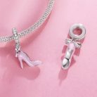 rózsaszín magassarkú cipő charm ezüst kivitelben elegáns kialakítással