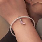 kristályos karikával díszített rózsaszín cipős ezüst charm pandora kompatibilis