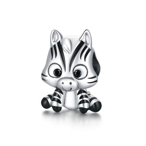 ezust zebra charm pandora kompatibilis csillogo felulettel
