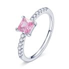 Szögletes pink cirkónia köves s925 ezüst női gyűrű