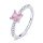 Szögletes pink cirkónia köves s925 ezüst női gyűrű