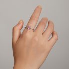 Elegáns női kézen viselt szögletes rózsaszín köves s925 ezüst gyűrű