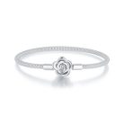 Virágmotívumos S925 Ezüst Charm Karkötő 21 cm