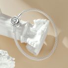 Virágmotívumos S925 Ezüst Charm Karkötő 21 cm