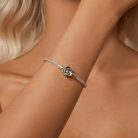 Virágmotívumos S925 Ezüst Charm Karkötő 21 cm