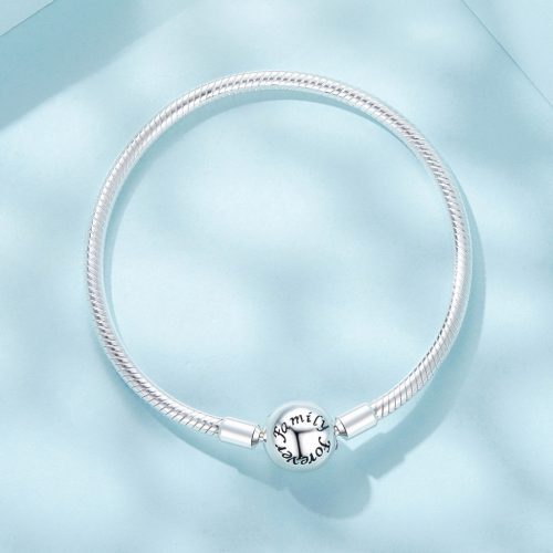Család Tematikájú S925 Ezüst Charm Karkötő 19 cm