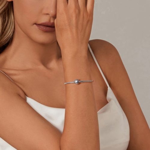 Család Tematikájú S925 Ezüst Charm Karkötő 19 cm