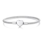 Szívkapcsos S925 Ezüst Charm Karkötő 19 cm