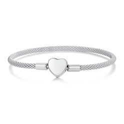 Szívkapcsos S925 Ezüst Charm Karkötő 19 cm
