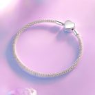 Szívkapcsos S925 Ezüst Charm Karkötő 19 cm