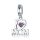 Ezüst “I love mom” charm rózsaszín kristályos szívvel, Pandora kompatibilis karkötőhöz.
