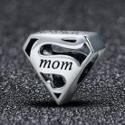 Superman stílusú ezüst “mom” medál, Pandora kompatibilis ékszerhez.